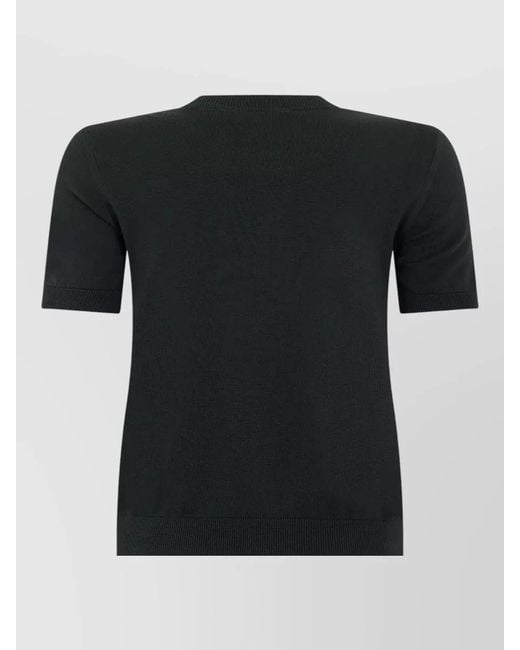 Max Mara Black Knitwear Short Sleeve Crew Neck T-Shirt