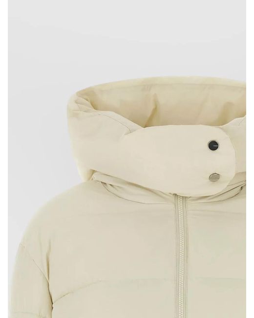 Pinko Natural Love Birds Logo Hooded Quilted Down Jacket
