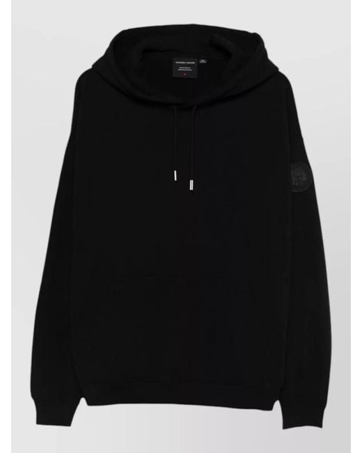 Canada Goose Black Rove Hooded Jacket Drawstring Hood Kangaroo Pocket for men