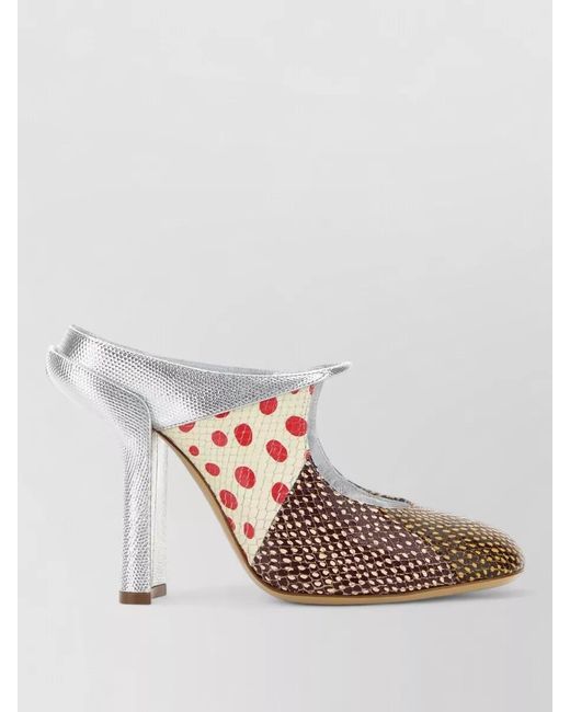 Dries Van Noten White Leather Mules Mixed Patterns Open Back