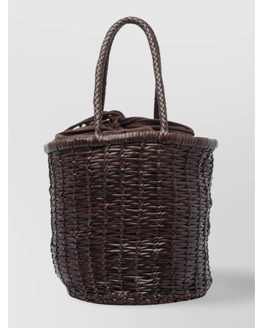 Dragon Diffusion Black Large Woven Bucket Bag With Top Handles