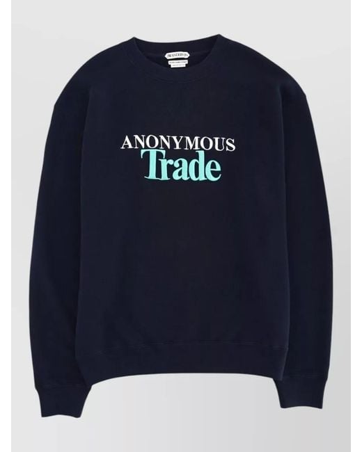 J.W. Anderson Blue Anonymous Trade Logo Crew Neck Sweatshirt for men