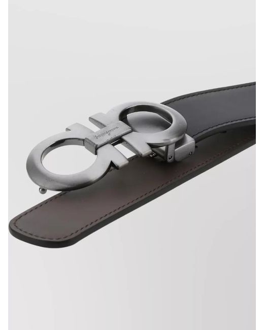 Ferragamo White Reversible Leather Belt Adjustable Length for men