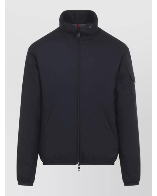 Moncler Blue Breezes Jacket High Collar Elastic Cuffs for men