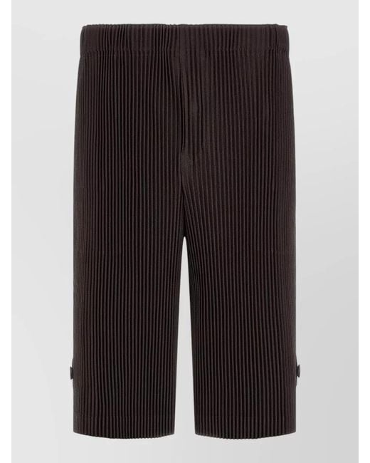Homme Plissé Issey Miyake Black Transformable Bermuda Shorts Knee Length Pleated for men