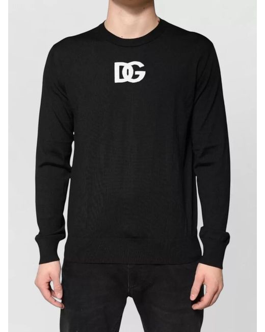 Dolce & Gabbana Black Wool Crew Neck Pullover Sweater for men