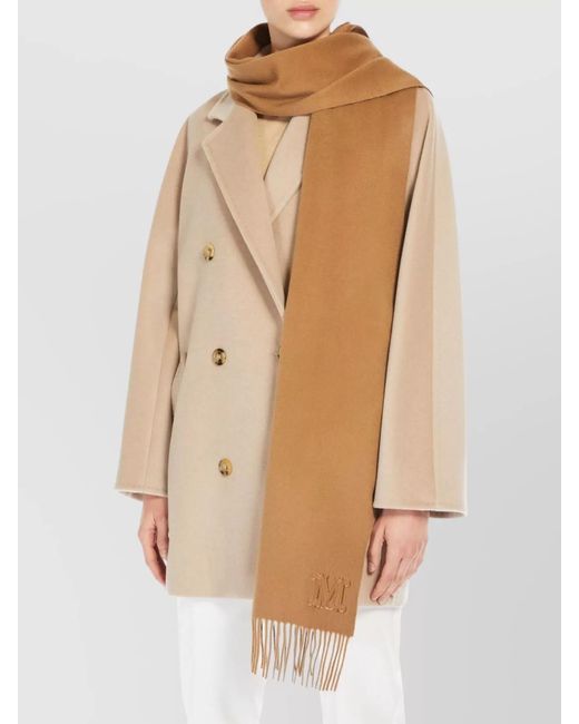 Max Mara Natural Cashmere Fringed Scarf