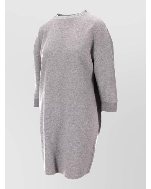 Max Mara Gray Wool Cashmere Knee-Length Dress