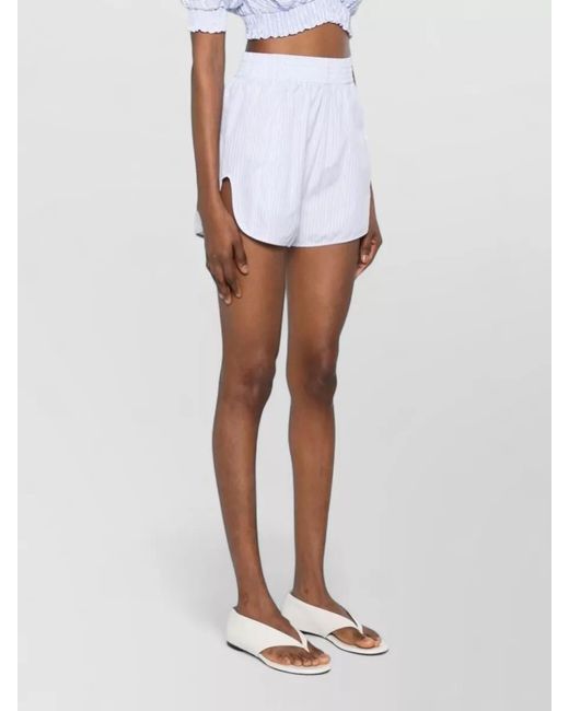 Ermanno Scervino White Cotton Shorts Curved Hem Striped Design