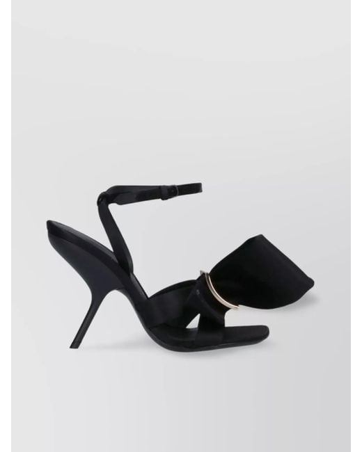 Ferragamo Black Heel Sandals With Bow Detail And Open Toe