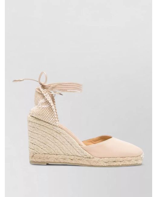 Castaner Natural Sheepskin Ankle Tie Espadrille Wedges
