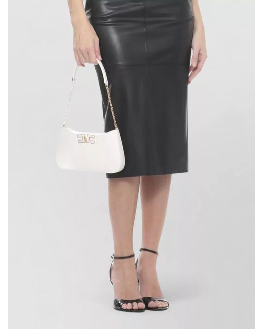Elisabetta Franchi Black Sleeveless Round Neck Cotton Sweater Lettering