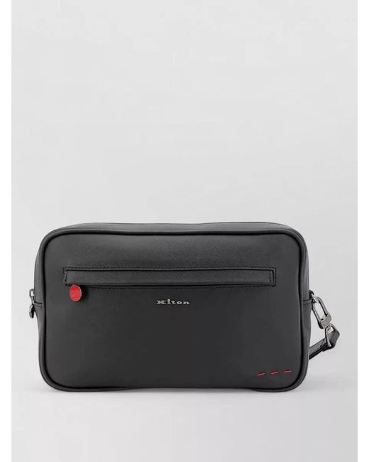 Kiton Gray Zip Clutch Bag Wrist Strap for men