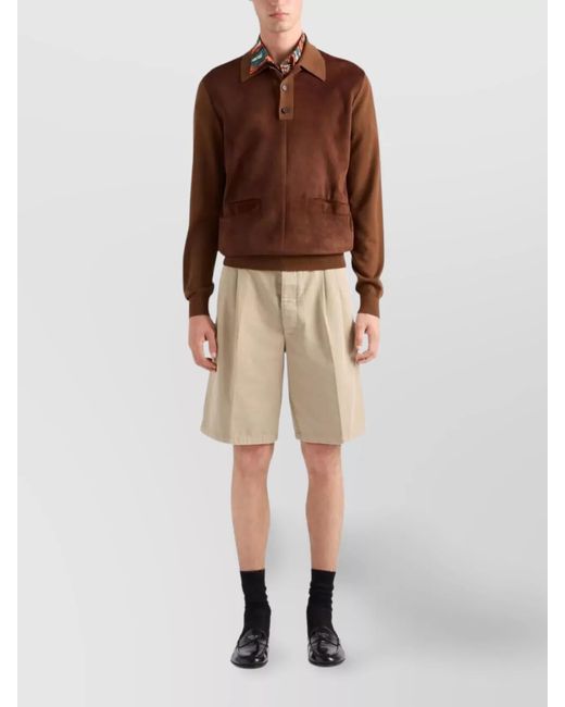 Prada Natural Cotton Tailored Bermuda Shorts for men