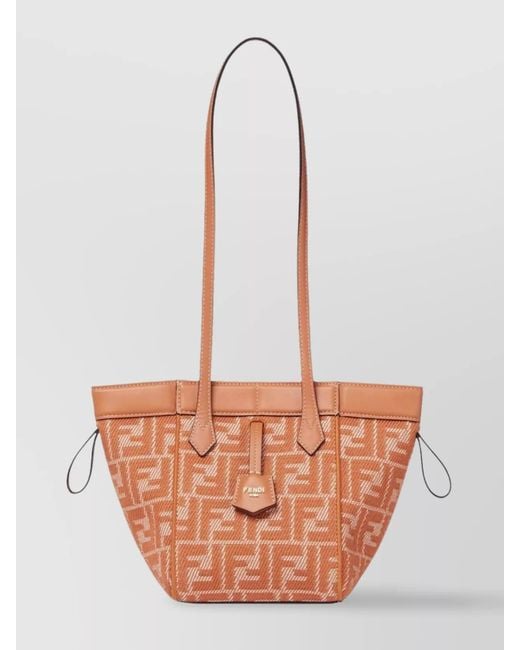 Fendi Pink Mini Structured Leather Trim Shoulder Bag