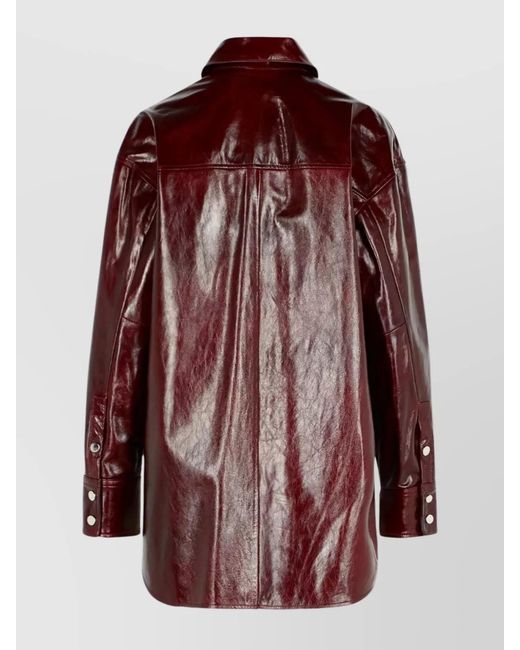 Sportmax Red Leather Shirt Jacket