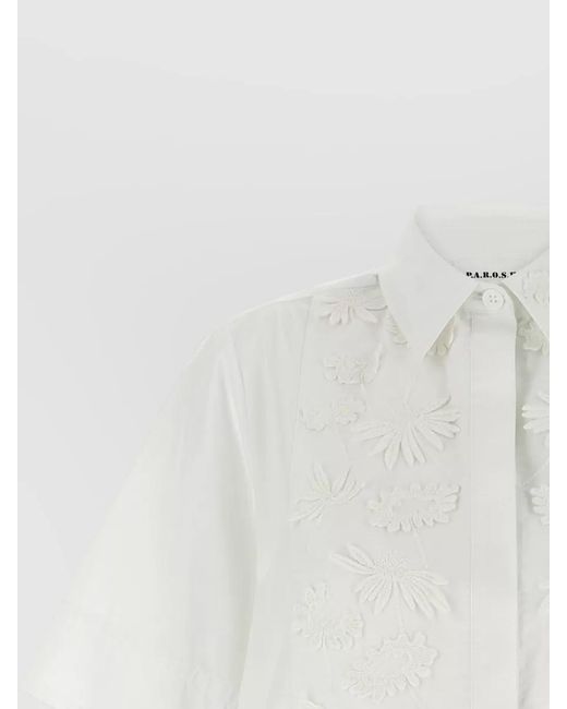 P.A.R.O.S.H. White Cotton Embroidered Shirt