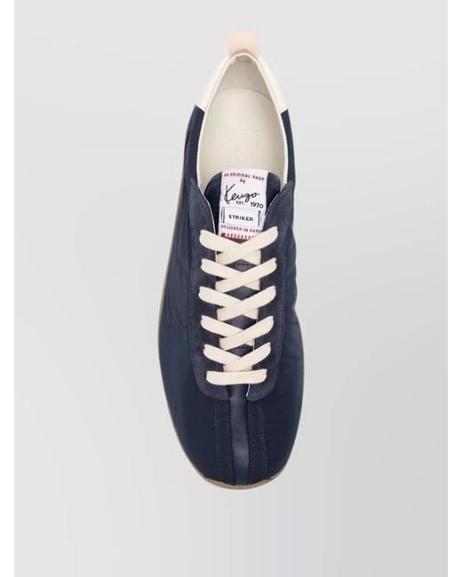 KENZO Blue Low Sneakers Contrast Heel Tab Quilted Texture for men