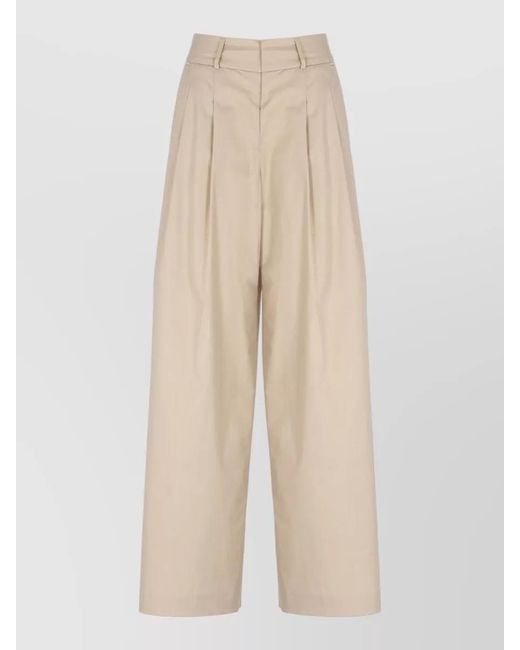Peserico Natural High Waist Straight Leg Tailored Pants