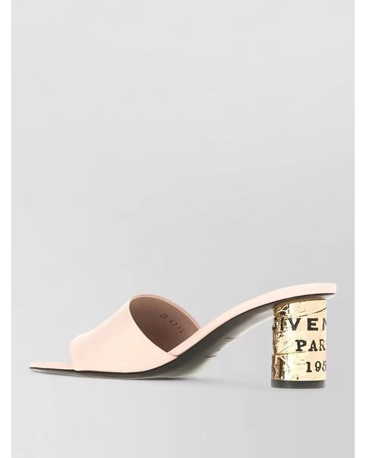 Givenchy Metallic Mules Open Toe Block Embossed Heel