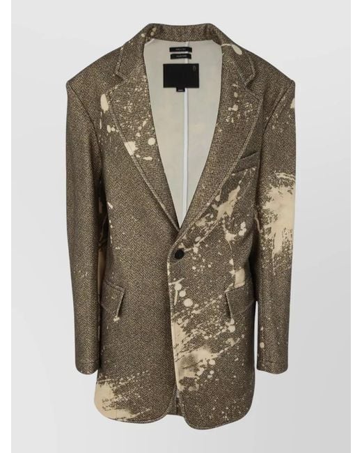 R13 Green Longline Blazer Tailored Notch Lapel Pockets