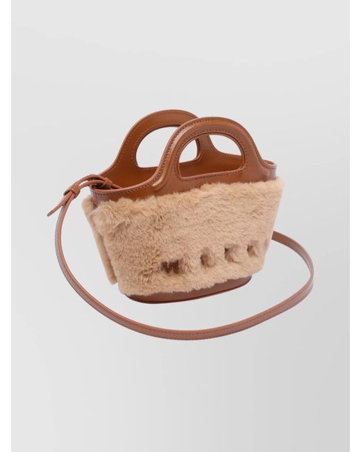 Marni Brown Tropicalia Micro Synthetic Crossbody Bag