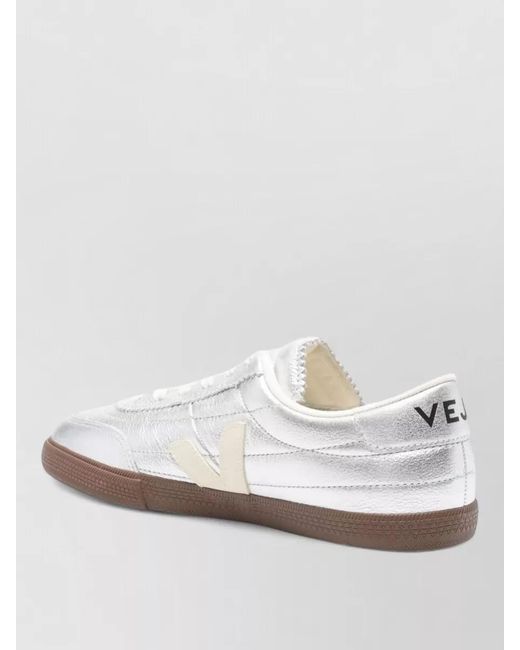 Veja White Metallic Leather Low-Top Sneakers