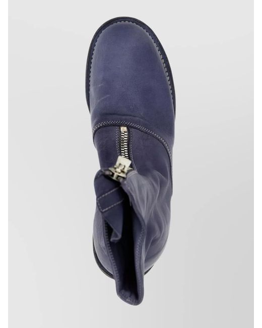 Guidi Blue Leather Ankle Boots