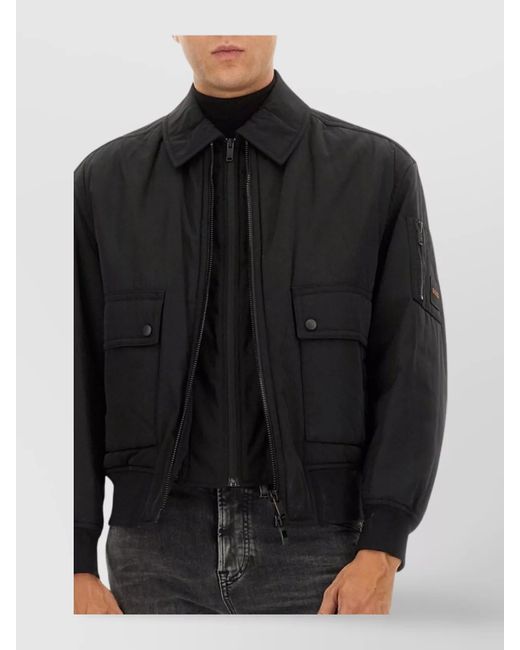 Boss Black Bomber Jacket With Removable Lining for men