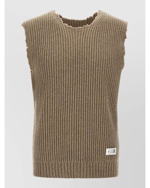 MM6 by Maison Margiela Natural Ribbed Wool Blend Vest for men