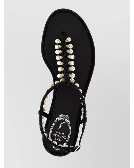 Rene Caovilla Black Silk Diana Sandals