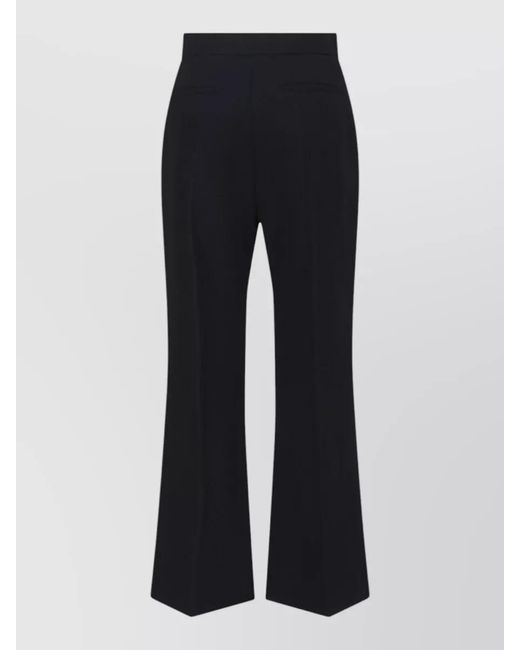 Valentino Blue Virgin Wool High-Rise Cropped Flared Tailored Trousers