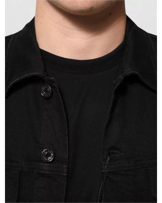 Dolce & Gabbana Black Cotton Denim Stretch Button Front Jacket for men