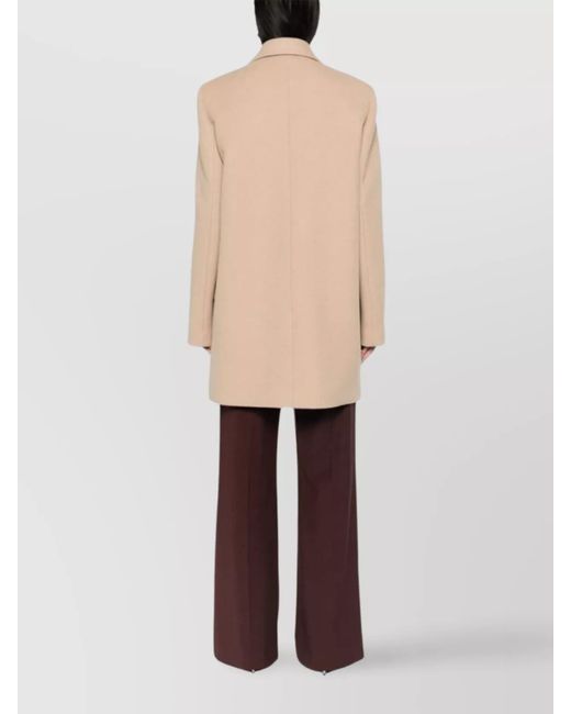 Jil Sander Natural Wool Double Breasted Tailored Coat
