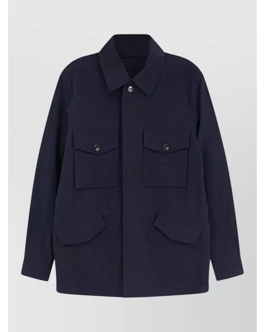 Burberry Blue Bradmore Nylon Field Jacket Long Sleeves for men