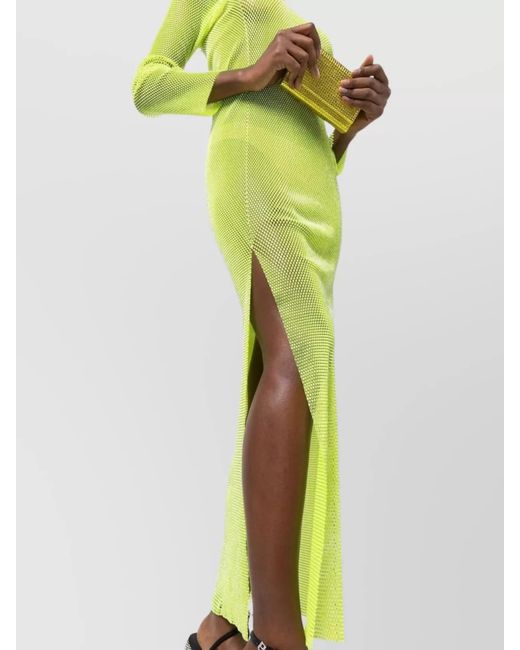 Santa Brands Green Rhinestone-Embellished Mesh Maxi Dress