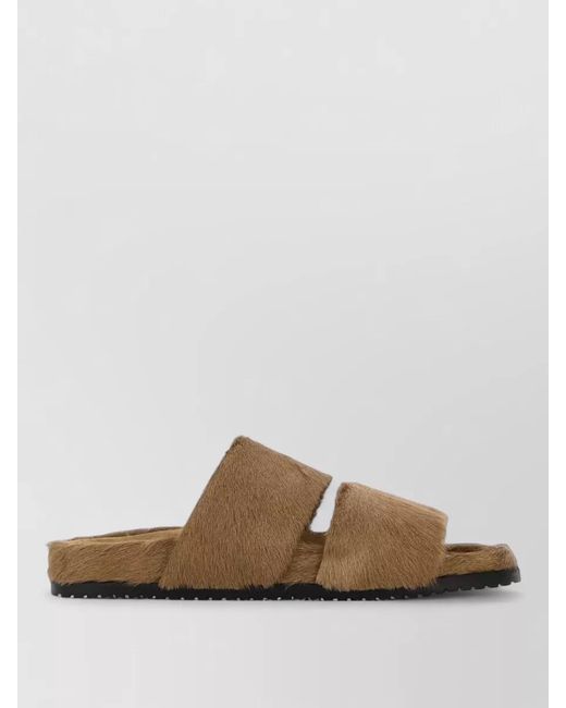 Dolce & Gabbana Brown Dg Calf Hair Casual Open Slippers for men