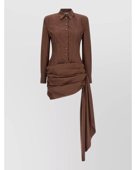 GIUSEPPE DI MORABITO Brown Cotton Shirt Mini Dress