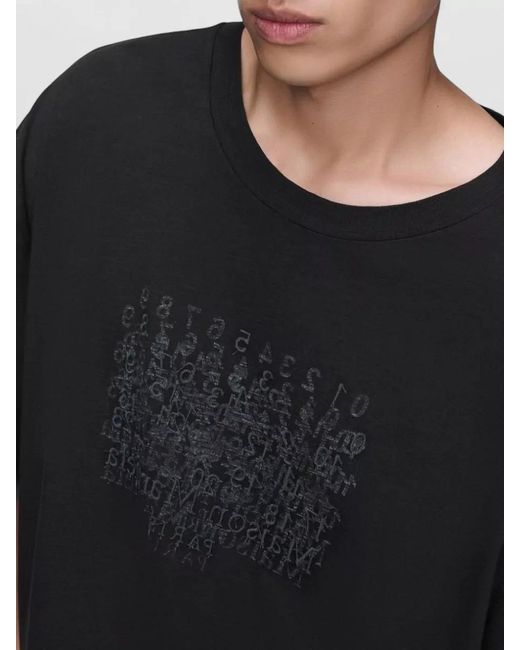 Maison Margiela Black Logo Cotton T Shirt Graphic Print for men