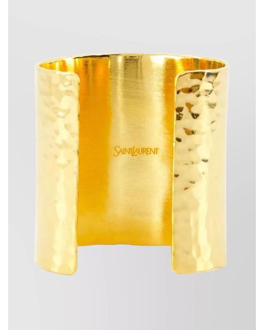 Saint Laurent Metallic Hammered Metal Cuff Bracelet