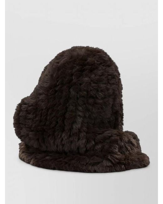 Pinko Black Cozy Faux Fur Oversized Soft Hats