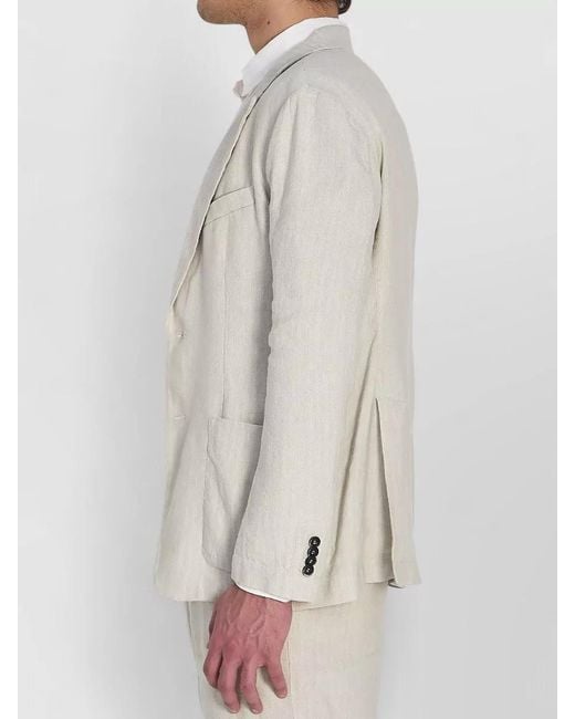 Barena White Herringbone Single-Breasted Blazer for men