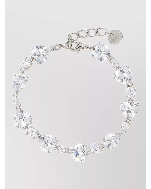 Self-Portrait Gray Crystal Droplet Bracelet Adjustable Chain Hearts