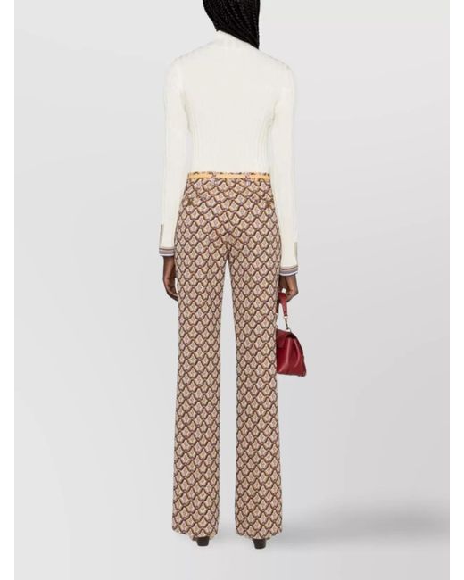 Etro White Wool Ribbed Turtleneck Knitted Top