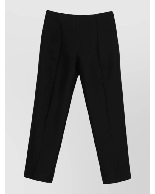 Totême Black Silk Wool Slim-Fit Straight Trousers