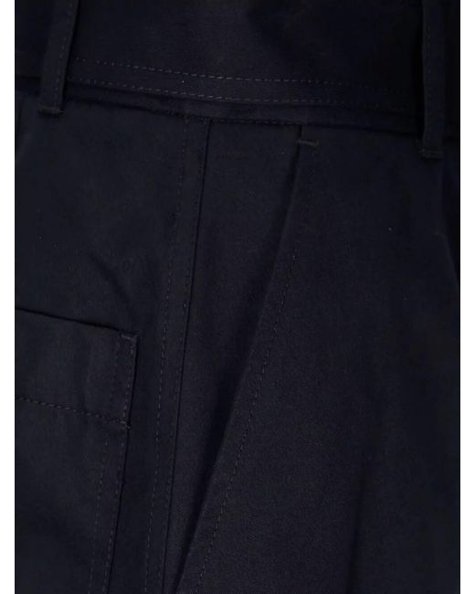 Studio Nicholson Blue Cotton Belted Wide-Leg Trousers