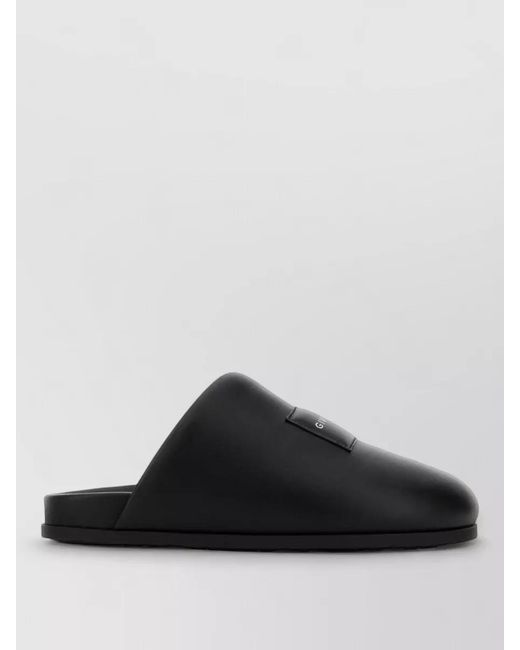Givenchy Black Leather Slippers Featuring Flat Sole Design for men