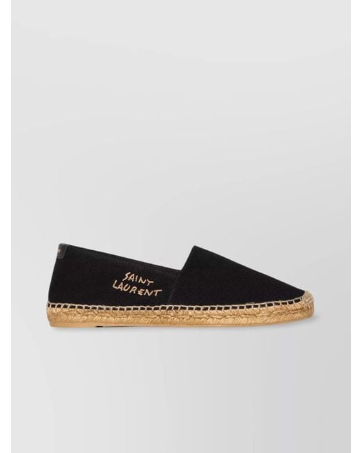 Saint Laurent Black Logo-Embroidered Espadrilles