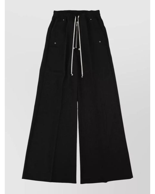 Rick Owens Black Wide Leg Pants Back And Side Pockets for men