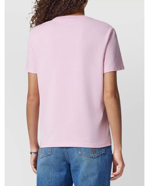 Versace Pink Fringed Logo Cotton T-Shirt